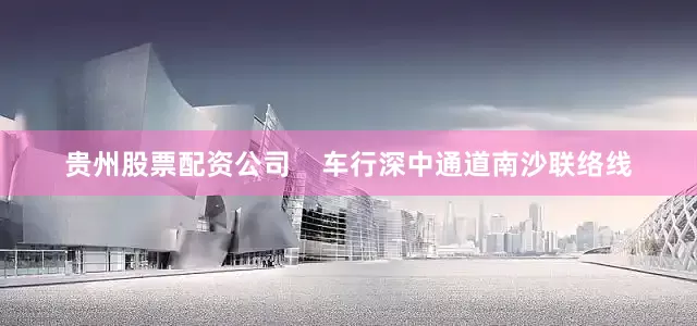 贵州股票配资公司    车行深中通道南沙联络线
